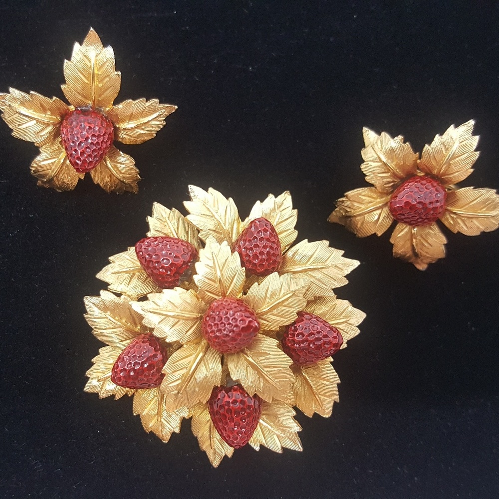 Hard to Find Mid Century Boucher Earrings & Brooch